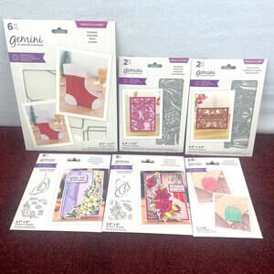 Lot 6 Crafters Companion Gemini CHRISTMAS Die Stamp Papercraft Winter Holidays